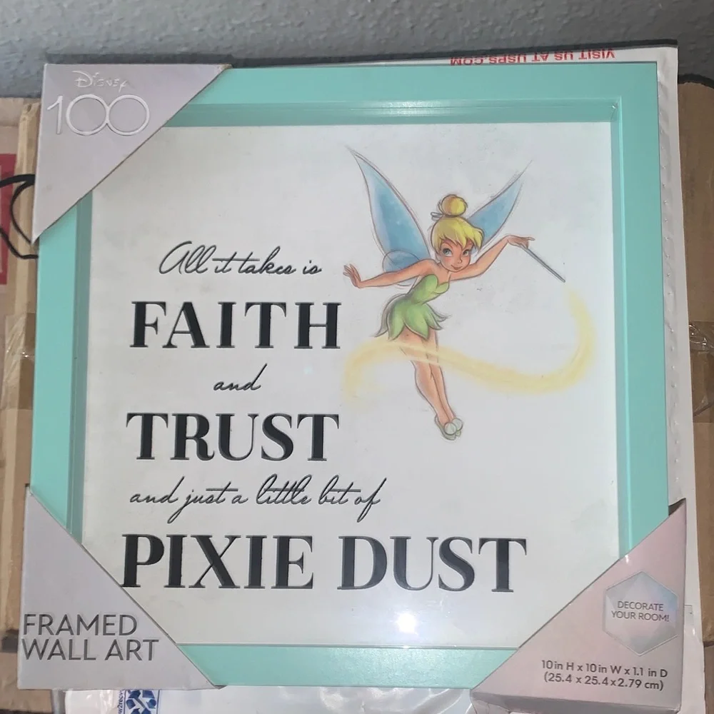 Disney Tinker Bell Wall Art - Mint, Blue, Yellow 100years collection